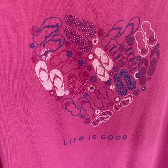 Life is Good Flip-Flop Heart Scoop Neck Crusher Tee- XL - Picture 4 of 5